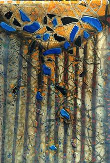 Fall of Blue 100 x 70 cm, Acrylic on embossed paper 1980, Lilya Pavlovic-Dear