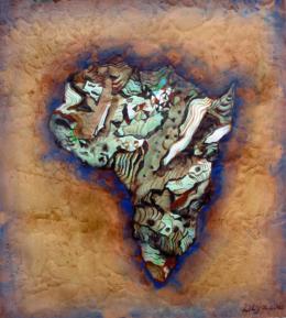 Blue Border Africa 49½ x 44½ cm, Acrylic on paper 2006, Lilya Pavlovic-Dear